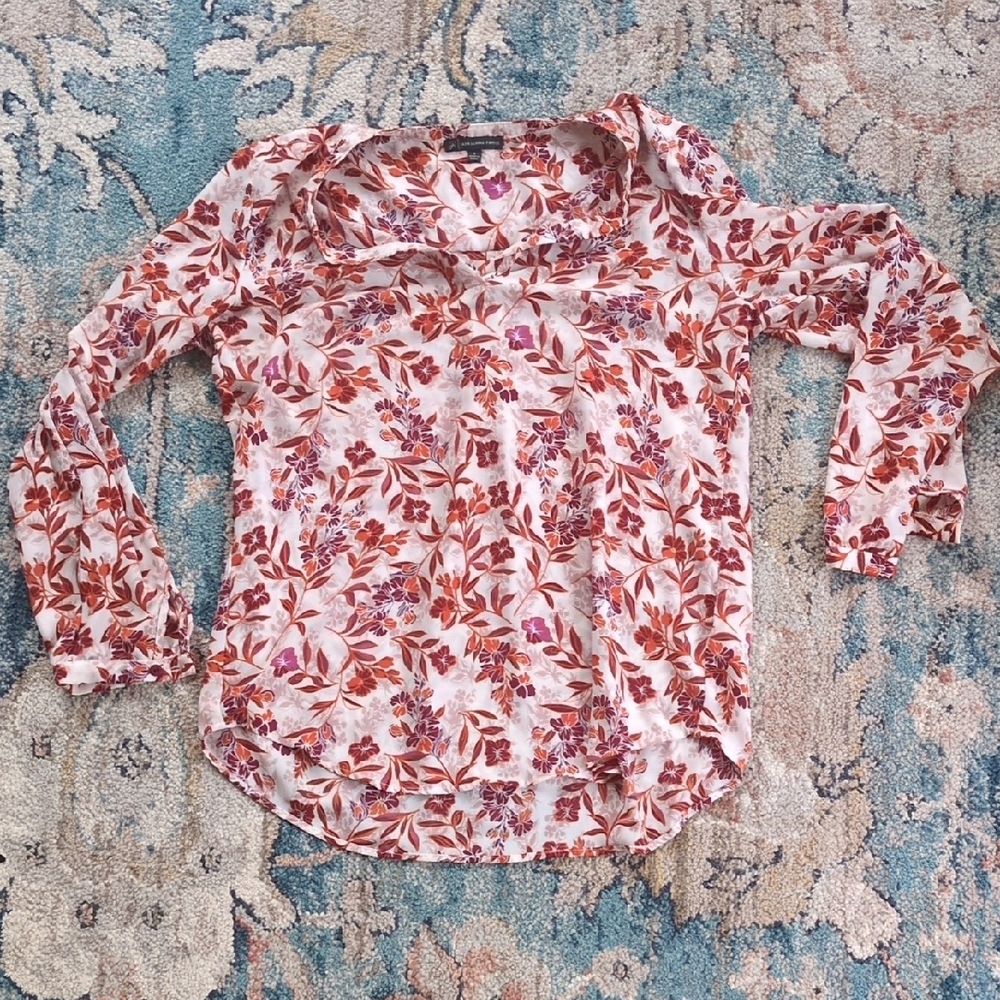 Adrianna Papell Floral Blouse in Red and Pink